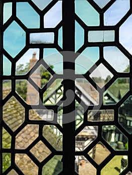 16th-century glass window at Little Moreton Hall - United Kingdom