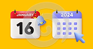 16th day of the month icon. Event schedule date. Calendar date 3d icon. Vector