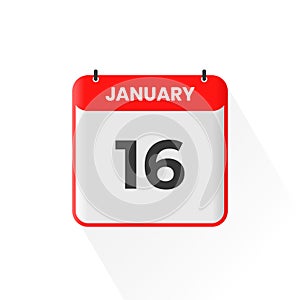 16th January calendar icon. January 16 calendar Date Month icon vector illustrator