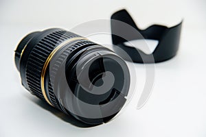 17-50 range lens for digital camera on white background, isolated