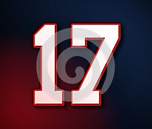 17 American Football Classic Sport Jersey Number in the colors of the American flag design Patriot, Patriots 3D illustration