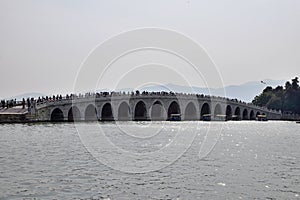 17-Arch Bridge across the Kunming Lake on the grounds of The Summer Palace in Beijing.