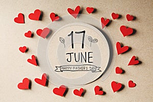 17 June Happy Fathers Day message with small hearts