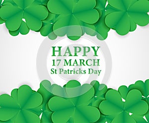 17 MARCH St Patricks Day . background. Card design with paper