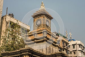 17 Niv 2017 BH Wadia Parsi monument with clock tower-junction of Bazaar Gate Road and Nariman Perin Street Fort.Mumbai Maharashtra