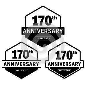 170 years anniversary celebration logotype. 170th anniversary logo collection. Set of anniversary design template.