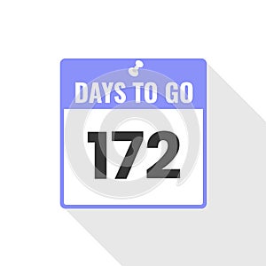 172 Days Left Countdown sales icon. 172 days left to go Promotional banner