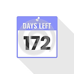 172 Days Left Countdown sales icon. 172 days left to go Promotional banner