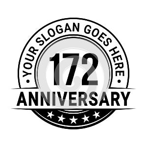 172 years anniversary. 172nd anniversary logo design template. Vector and illustration.