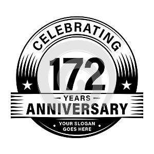 172 years anniversary celebration design template. 172nd logo vector illustrations.