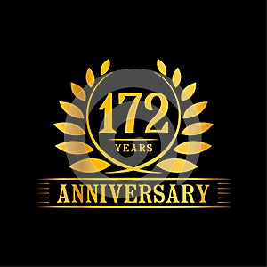 172 years anniversary celebration logo. 172nd anniversary luxury design template. Vector and illustration.