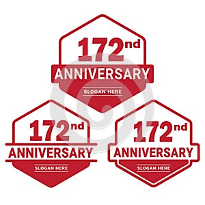 172 years anniversary celebration logotype. 172nd anniversary logo collection