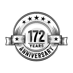172 years anniversary celebration logotype. 172nd years logo. Vector and illustration.