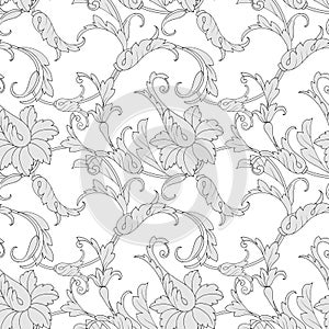 1724 ornament, seamless pattern in classic style,ornament for wallpaper and fabric, baroque ornament