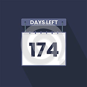 174 Days Left Countdown for sales promotion. 174 days left to go Promotional sales banner