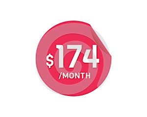 $174 Dollar Month. 174 USD Monthly sticker