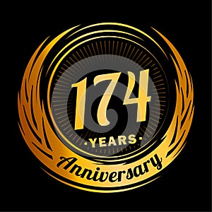 174 years anniversary. Elegant anniversary design. 174th logo.
