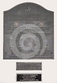 1769 memorial sign at Junipero Serra museum, San diego, CA, USA