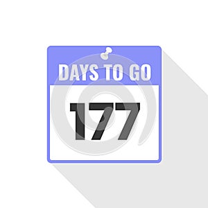 177 Days Left Countdown sales icon. 177 days left to go Promotional banner