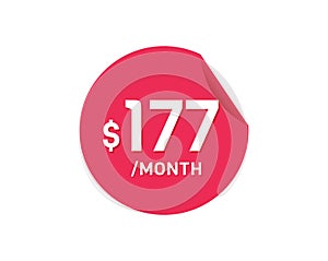 $177 Dollar Month. 177 USD Monthly sticker