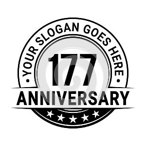 177 years anniversary. 177th anniversary logo design template. Vector and illustration.