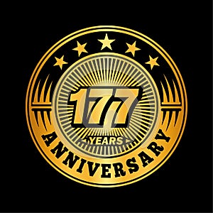 177 years anniversary celebration. 177th anniversary logo design. 177years logo.