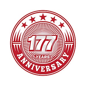 177 years anniversary celebration. 177th anniversary logo design. 177years logo.