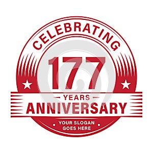 177 years anniversary celebration design template. 177th logo vector illustrations.