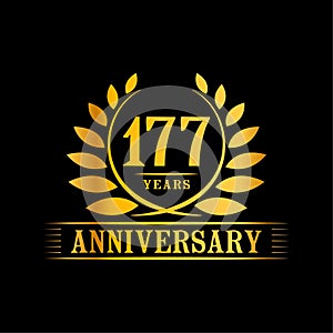 177 years anniversary celebration logo. 177th anniversary luxury design template. Vector and illustration.