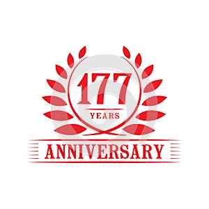 177 years anniversary celebration logo. 177th anniversary luxury design template. Vector and illustration.