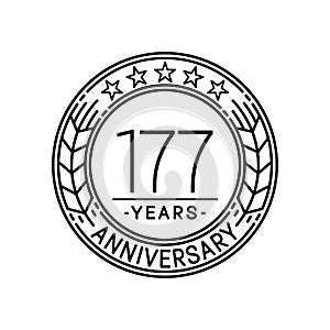 177 years anniversary celebration logo template. 177th line art vector and illustration.