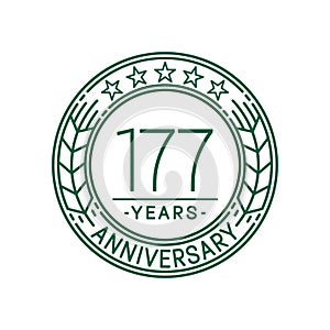 177 years anniversary celebration logo template. 177th line art vector and illustration.
