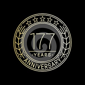 177 years anniversary celebration logo template. 177th line art vector and illustration.