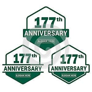 177 years anniversary celebration logotype. 177th anniversary logo collection