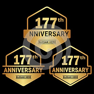 177 years anniversary celebration logotype. 177th anniversary logo collection