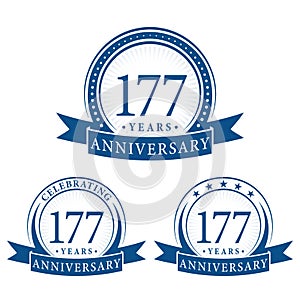 177 years anniversary celebration logotype. 177th anniversary logo collection. Set of anniversary design template.