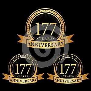 177 years anniversary celebration logotype. 177th anniversary logo collection. Set of anniversary design template.