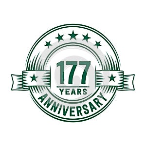 177 years anniversary celebration logotype. 177th years logo. Vector and illustration.