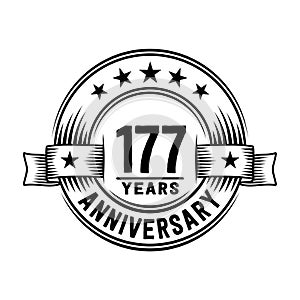 177 years anniversary celebration logotype. 177th years logo. Vector and illustration.