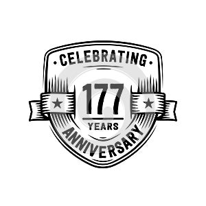 177 years anniversary celebration shield design template. 177th anniversary logo. Vector and illustration.