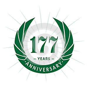 177 years anniversary design template. Elegant anniversary logo design. 177 years logo.