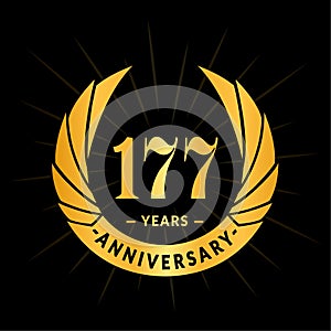 177 years anniversary design template. Elegant anniversary logo design. 177 years logo.