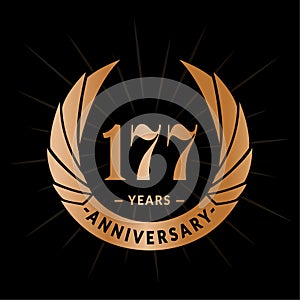 177 years anniversary design template. Elegant anniversary logo design. 177 years logo.