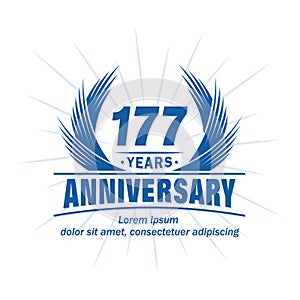 177 years anniversary. Elegant anniversary design. 177th years logo.