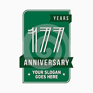 177 years celebrating anniversary design template. 177th logo. Vector and illustration.