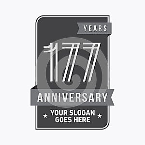 177 years celebrating anniversary design template. 177th logo. Vector and illustration.