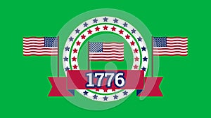1776 animated sticker on green screen