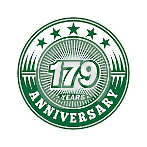 179 years anniversary celebration. 179th anniversary logo design. 179years logo.