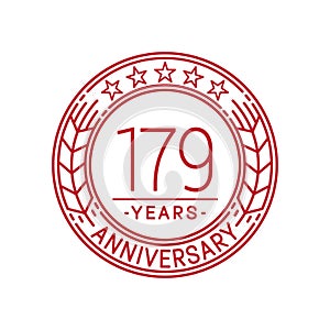 179 years anniversary celebration logo template. 179th line art vector and illustration.