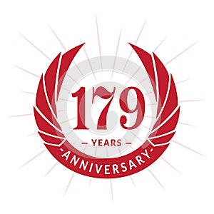 179 years anniversary design template. Elegant anniversary logo design. 179 years logo.
